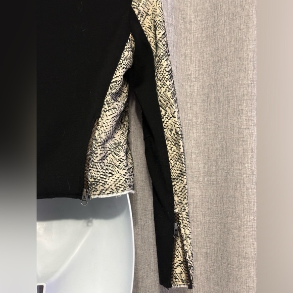Rebecca Minkoff Small Raw Hem Zip Up Long Sleeve Color Block Moto Blazer XS - Picture 10 of 13